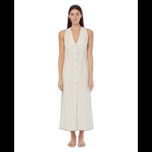 Onia Air Linen Button-Down Maxi Dress